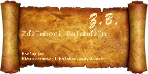 Zámbori Balabán névjegykártya